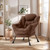 Lazy Chair for Living Room, Modern Accent Chairs with Armrests, Dark Brown Armchairs with Side Pocket, Cozy Lazy Sofa for Reading, Balcony, Bedroom, Dorm, Small Spaces