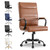 Office Desk Chair,Modern Leather Conference Room Chairs,High Back Home ofiice Chair,Adjustable Height Swivel Executive Computer Chair with Padded Seat and Armrest (Brown with Black Frame)