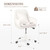 Mid Back Velvet Vanity Chair Swivel Rolling Desk Chair with Wheels, Modern Upholstered Makeup Chair for Women Girls, Computer Task Chair for Bedroom Living Room Office, White