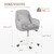 Mid Back Velvet Vanity Chair Swivel Rolling Desk Chair with Wheels, Modern Upholstered Makeup Chair for Women Girls, Computer Task Chair for Bedroom Living Room Office, Gray