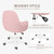 Mid Back Velvet Vanity Chair Swivel Rolling Desk Chair with Wheels, Modern Upholstered Makeup Chair for Women Girls, Computer Task Chair for Bedroom Living Room Office, Pink