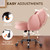 Boucle Upholstered Desk Chair Cloud-Shaped Vanity Chair Adjustable Home Office Chair Computer Chair with Rolling Wheels for Living Room, Bedroom Pink