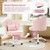 Petal Vanity Chair with Wheels, 3.15" Extra Thick Comfy Makeup Chair, Adjustable Modern Swivel Armless Desk Chair for Girls Women, Aesthetic Small Office Chair for Bedroom Dorm