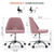 Office Chair, Comfy Desk Chair Rolling Vanity Swivel Task Chairs with Wheels, Wide Seating Armless Height Adjustable Computer Chairs for Home,Bedroom,Student,Adults, Blush