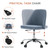 Office Chair, Comfy Desk Chair Rolling Vanity Swivel Task Chairs with Wheels, Wide Seating Armless Height Adjustable Computer Chairs for Home,Bedroom,Student,Adults, Blue