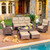 7-Piece Luxury Patio Furniture Set with 6" Thick Cushions, Weather-Resistant Wicker High Back Swivel Rocker Chairs, Senior-Friendly Outdoor Sofa Set for Large Deck, Yard and Poolside, Beige(V2)