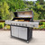 6-Burner Propane Gas BBQ Grill with Side Burner, 73,000 BTUs, Stainless Steel Cabinet Grill with Cast Iron Grates for Outdoor Cooking, Backyard BBQ, Patio, Large Parties