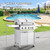 Stainless Steel 4 Burner BBQ Propane Gas Grill with Cast Iron Grates & Side Stove, Stainless Steel 44000 BTU Burner Barbecue Grill for Patio,Camping, Outdoor Cooking