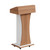 Mobile Wooden Podium Stand with Lockable Wheels Modern Presentation Blockboard Lectern Black Walnut Color with Storage Shelves for Office, Church, Classroom, Conference Room
