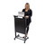 Mobile Adjustable Height Rolling Lectern Podium with Heavy Duty Steel Frame (Black Frame/Black Shelves, 25.5" Wide)