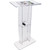 Acrylic Podium, 47" Clear Acrylic Podium Stand with Wide Reading Surface & Storage Shelf, Floor-Standing Clear Pulpits Acrylic for Church Office School
