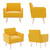 Accent Chair for Living Room, Comfy Oversized Velvet Upholstered Arm Chairs, Mid Century Modern Reading Single Sofa Side Chair with Tufted Back and Gold Legs for Bedroom (2, Mustard)