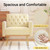 Accent Chair for Living Room, Comfy Oversized Velvet Upholstered Arm Chairs, Mid Century Modern Reading Single Sofa Side Chair with Tufted Back and Gold Legs for Bedroom (2, Beige)