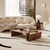 Curved Coffee Table, 41.34" Square Solid Wood Coffee Tables Tea Table, Fully Assembled Desk with Walnut Layout, Irregular Shaped Wooden Center Table for Living Room Home Office Furniture