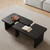 Black Wood Coffee Table, Free Adjustable Modern Living Room Table as Square, Rectangle, Irregular Tea Table, Couch Side Tabl e for Home Office