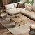 Modern Coffee Table Double L-Shaped, Center Table with Oak Wood Finish, Freely Arranged to Suit Any Space (Natural)