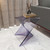 15.75" Clear Stackable Plastic Side Table - Weather-Resistant Triangular Accent Table for Living Room, Patio, or Backyard