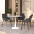Bristol 35" Wide Round Dining Table, Modern MDF Wood Top & White Metal Pedestal Base Gloss Finish Accent Table Mid-Century Café Table, Kitchen Dining Room Furniture, Marbled White