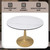Bristol 40" Round Dining Table in White Modern Sintered Stone Tabletop with Gold Pedestal Base, Mid-Century Accent Table for Kitchen, Café & Dining Room
