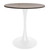 Bristol 27" Wide Round Dining Table, Modern MDF Wood Top & White Metal Pedestal Base Gloss Finish Accent Table Mid-Century Café Table, Kitchen Dining Room Furniture, Dark Walnut