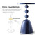 Modern 25" Tall Round End Table with Decorated Tabletop and Iron Metal Base, Accent Furniture, Elegant Pedestal Stand for Living Room, Home Office, Chrome Blue