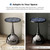 Modern 24" Tall Round End Table with Decorated Tabletop and Iron Metal Base, Accent Furniture, Elegant Pedestal Stand for Living Room, Home Office, Black with Floral Print