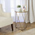 Metal Accent Table Triangle Base Round Mirror Top, Gold