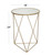 Metal Accent Table Triangle Base Round Mirror Top, Gold