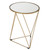 Metal Accent Table Triangle Base Round Mirror Top, Gold