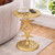 End Table,Round Side Table,Metal End Table for Bedroom Living Room Home Tables, Office, Indoor and Outdoor Side Table Pedestal End Tables - 15x19 - Gold