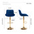 Velvet Bar Stools Set of 4 - Swivel Counter Height Barstools with Back & Adjustable Height, Modern Gold Kitchen Island Stools for Bar, Armless Pub Stools, Soft Blue Upholstered Seating