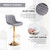 Velvet Bar Stools Set of 2 - Swivel Counter Height Barstools with Back & Adjustable Height, Modern Gold Kitchen Island Stools for Bar, Armless Pub Stools, Soft Grey Upholstered Seating