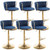 Gold Velvet Bar Stools Set of 6, Swivel Counter Height Bar Stools with Back, Adjustable Woven Barstools for Kitchen Island, Pub, Club (Blue)