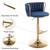 Gold Velvet Bar Stools Set of 4, Swivel Counter Height Bar Stools with Back, Adjustable Woven Barstools for Kitchen Island, Pub, Club (Blue)