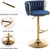 Gold Velvet Bar Stools Set of 3, Swivel Counter Height Bar Stools with Back, Adjustable Woven Barstools for Kitchen Island, Pub, Club (Blue)