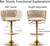 Gold Velvet Bar Stools Set of 3, Swivel Counter Height Bar Stools with Back, Adjustable Woven Barstools for Kitchen Island, Pub, Club (Beige)