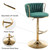 Gold Velvet Bar Stools Set of 2, Swivel Counter Height Bar Stools with Back, Adjustable Woven Barstools for Kitchen Island, Pub, Club (Green)