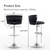 Velvet Bar Stools Set of 2, Swivel Counter Height Bar Stools with Back, Adjustable Woven Barstools for Kitchen Island, Pub, Club (Black)