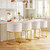 Modern Counter Height Bar Stools,Bar Stools Set of 4,Velvet Fabric Upholstered Barrel Barstools with Backs,26'' Kitchen Island Chairs,Metal Gold Frames,Beige White Velvet