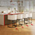 Modern Counter Height Bar Stools,Bar Stools Set of 3,PU Leather Upholstered Barrel Barstools with Backs,26'' Kitchen Island Chairs,Metal Black Frames,Beige White Leather