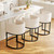 Modern Counter Height Bar Stools,Bar Stools Set of 3,PU Leather Upholstered Barrel Barstools with Backs,24'' Kitchen Island Chairs,Metal Black Frames,Beige White Leather