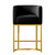 26" Modern Counter Height Bar Stools,Velvet Fabric Upholstered Barrel Barstools with Backs,Island Chairs Bar Stools Set of 1,Metal Gold Frames,Ink Black Velvet