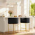 24" Modern Counter Height Bar Stools,PU Leather Upholstered Barrel Barstools with Backs,Island Chairs Bar Stools Set of 1,Metal Gold Frames Ink Black Leather