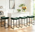 Modern Bar Stools Set of 4 for Kitchen Counter 24 inch Counter Height Backless Barstools with Upholstered Faux Leather Saddle Seat and Metal Frame Industrial Bar Chairs, Dark Green