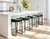 Modern Bar Stools Set of 4 for Kitchen Counter 24 inch Counter Height Backless Barstools with Upholstered Faux Leather Saddle Seat and Metal Frame Industrial Bar Chairs, Dark Green