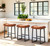 Modern Bar Stools Set of 3 for Kitchen Counter 24 inch Counter Height Backless Barstools with Upholstered Faux Leather Saddle Seat and Metal Frame Industrial Bar Chairs, Brown