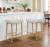 White & Gold Counter Height Bar Stools Set of 2 for Kitchen Counter Backless Kitchen Island Barstools with Upholstered Faux Leather Seat and Gold Base Modern 24 inch Bar Chairs No Back