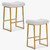 White & Gold Counter Height Bar Stools Set of 2 for Kitchen Counter Backless Kitchen Island Barstools with Upholstered Faux Leather Seat and Gold Base Modern 24 inch Bar Chairs No Back
