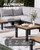 Aluminum Outdoor Patio Coffee Table, Metal Conversation Furniture with Wood-Look Table Top for Garden Backyard Porch