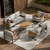 Aluminum Outdoor Patio Conversation Furniture Set, 5 PCS Metal Modern Outside Sectional Lawn Furniture with Coffee Table & Washable Thick Cushions,Seating Sofa for Garden/Backyard/Porch Silver